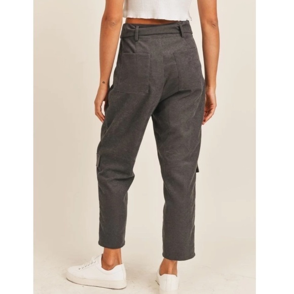 Anthropologie Sadie & Sage Moonlight Mile Paper Bag Pants - Charcoal -Size Small - Picture 2 of 13